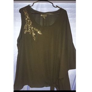 Gold and silver beaded Lane Bryant Blouse